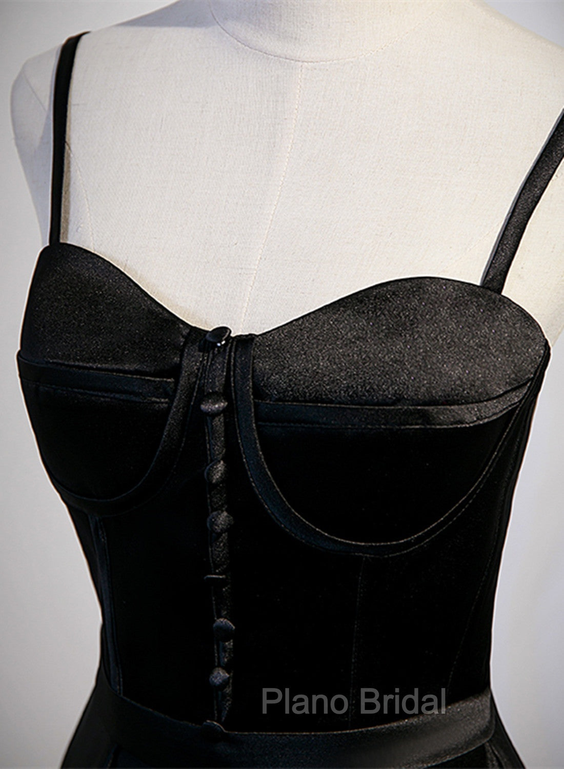 Black Satin Straps Long Party Dresses, Black Sweetheart Long Evening Dresses Formal Prom Dresses