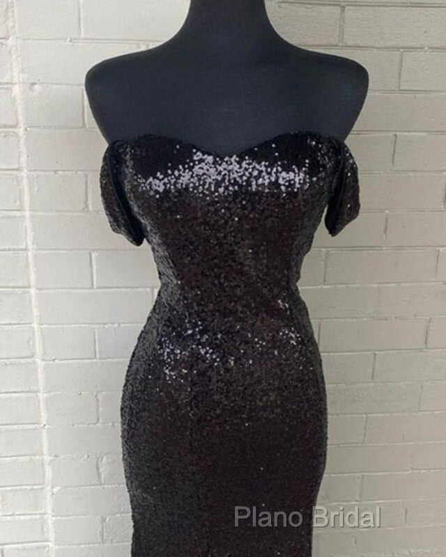 Black Sequin Off Shoulder Mermaid Dresses Secondary image