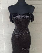 Black Sequin Off Shoulder Mermaid Dresses