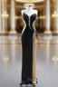 Black Sheath Strapless Beading Formal Prom Dresses
