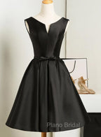 Black Short V-neckline Knee Length Party Dresses, Black Homecoming Dresses Formal Prom Dresses