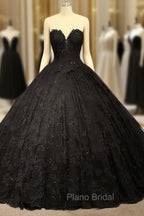 Black Sweetheart Lace Wedding Dresses Ball Gown