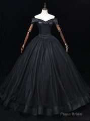 Black Tulle Off the Shoulder Beading Quinceanera Dress