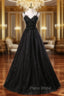 Black Tulle Sequins Straps Beading Formal Prom Dresses