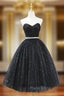Black Tulle Sequins Sweetheart Pleats Homecoming Dresses