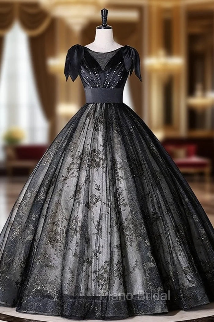 Black Tulle Seuqins Beading Quinceanera Dresses Main image