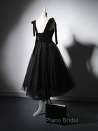 Black Tulle Short Formal Prom Dresses, Black Tulle Formal Dresses