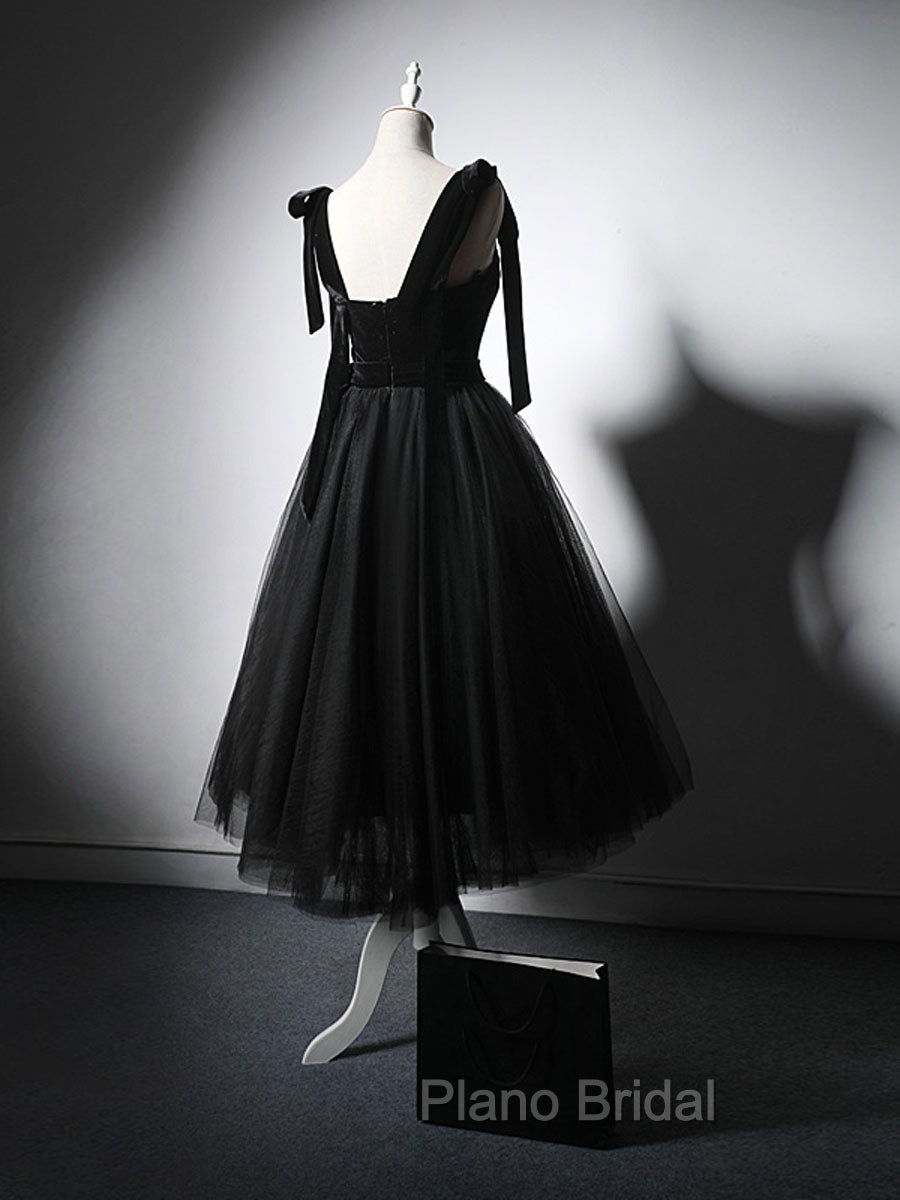 Black Tulle Short Formal Prom Dresses, Black Tulle Formal Dresses