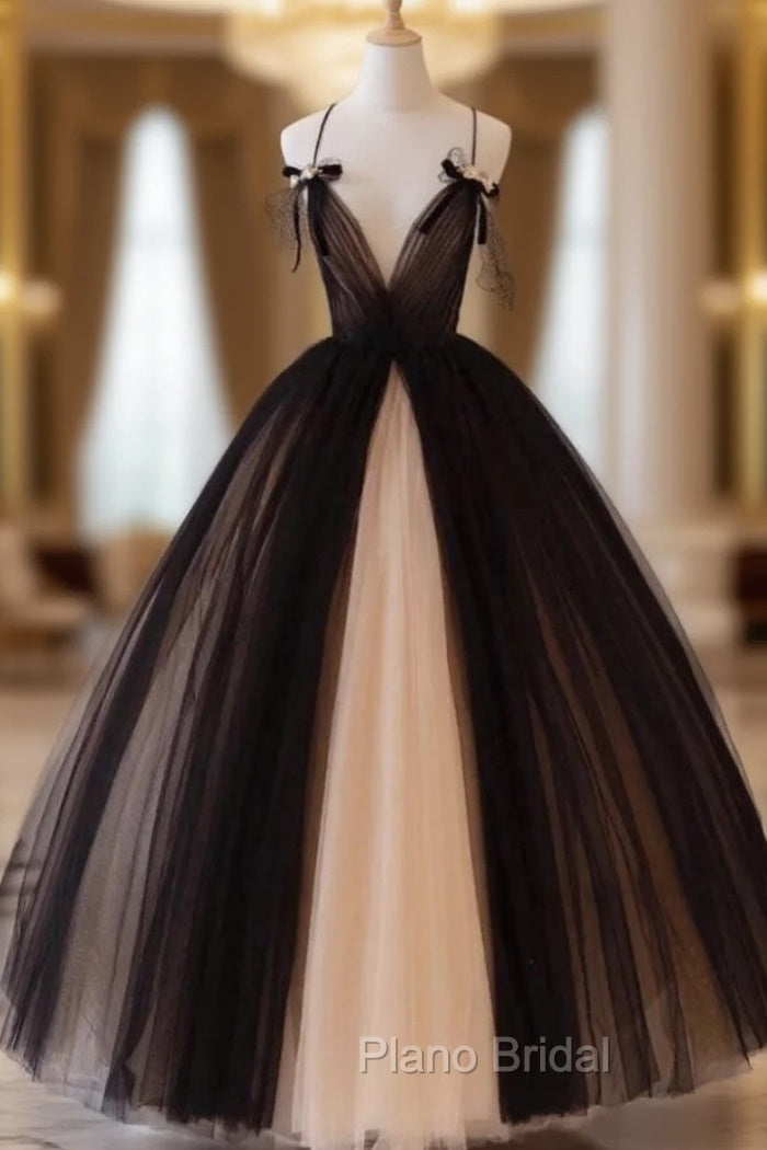 Black Tulle Spaghetti Straps Tulle Formal Prom Dresses Main image