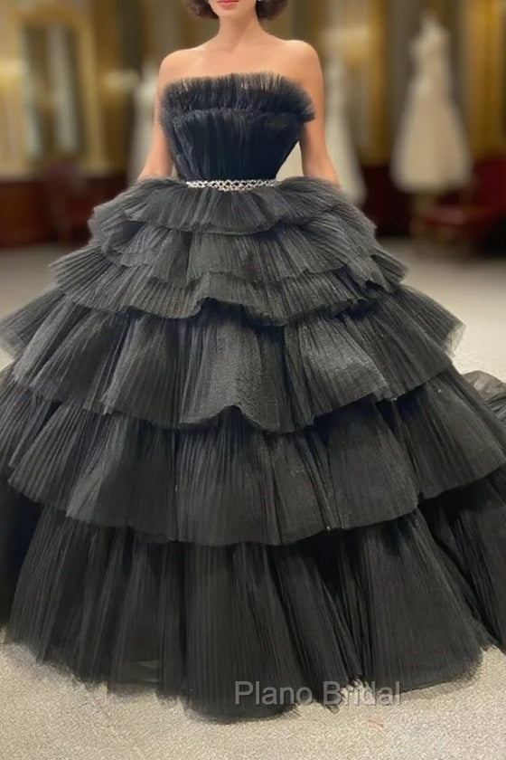 Black Tulle Sweetheart Beading Formal Prom Dresses Main image