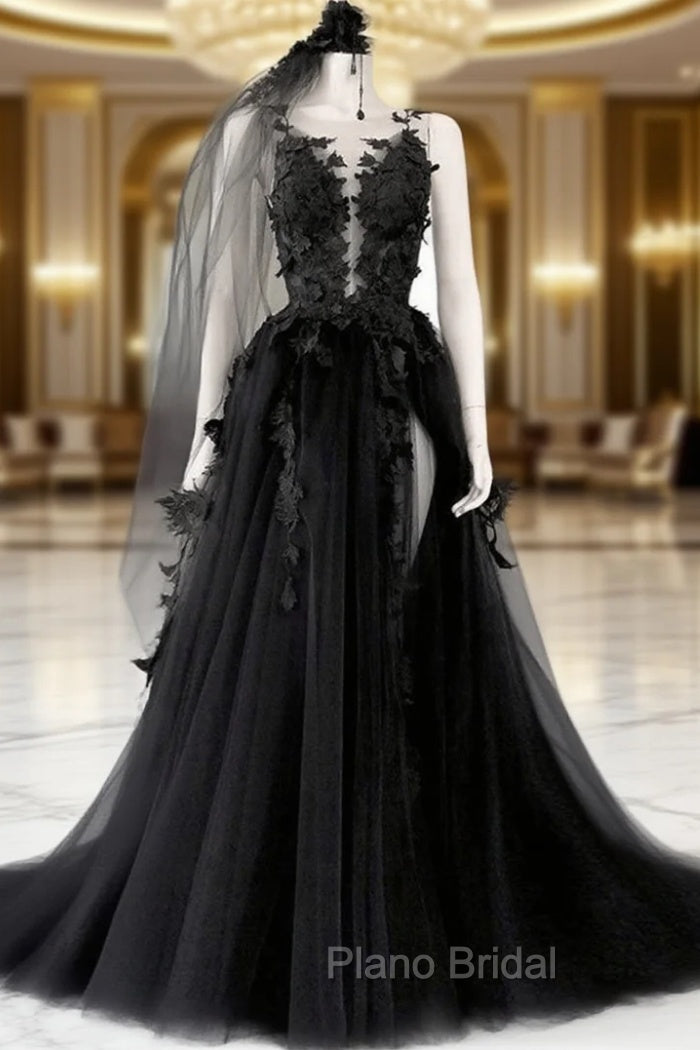 Black V Neck Backless Lace Formal Prom Dresses, Open Back Black Lace Formal Graduation Dresses Main image