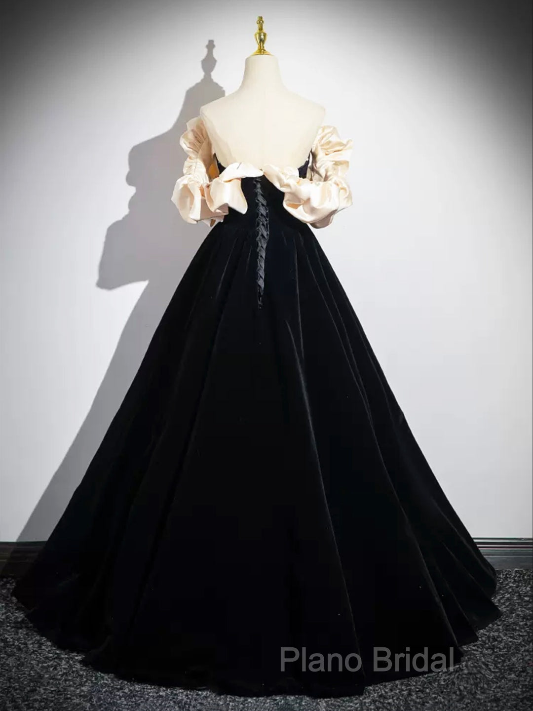 Black Velvet Floor Length Formal Prom Dresses, Off The Shoulder A-Line Formal Party Dresses
