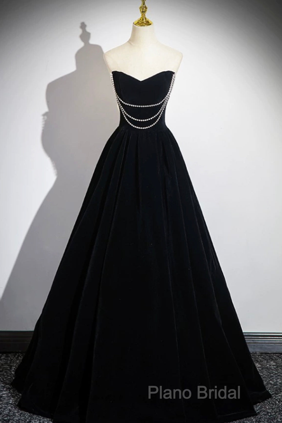 Black Velvet Long A-Line Formal Prom Dresses, Off The Shoulder Formal Party Dresses