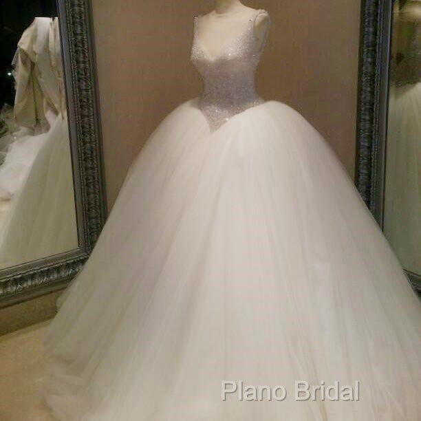 Bling Bling Beading V Neck Organza Ball Gowns Wedding Dresses Secondary image