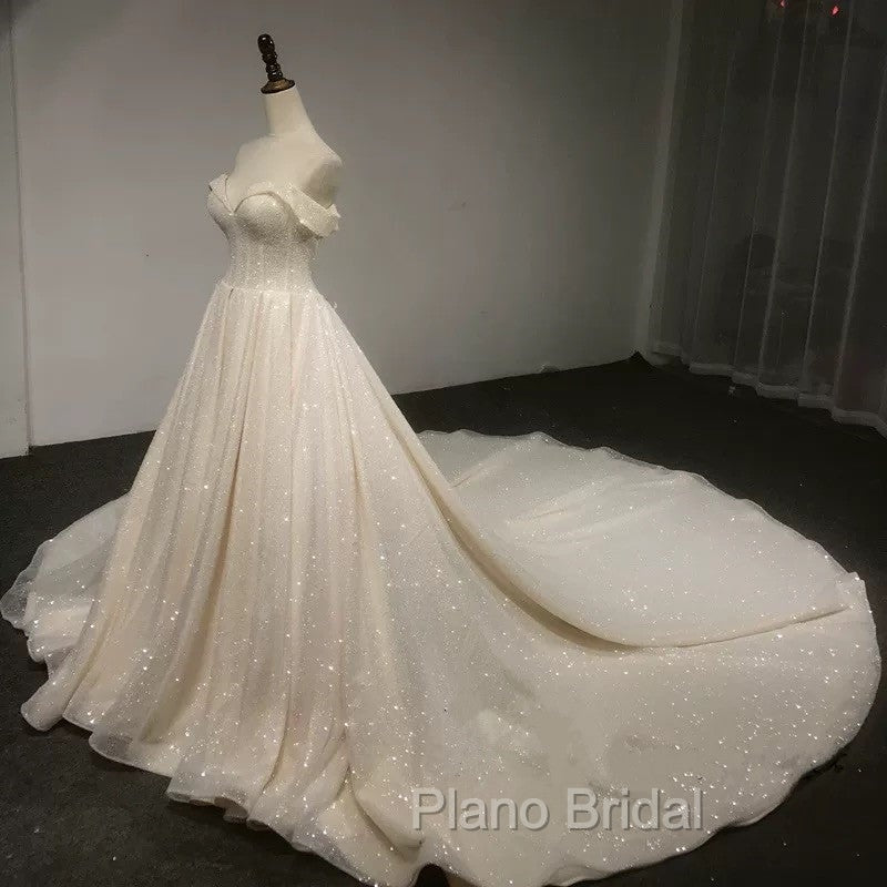 Bling Bling Wedding Dresses Sequins Off Shoulder