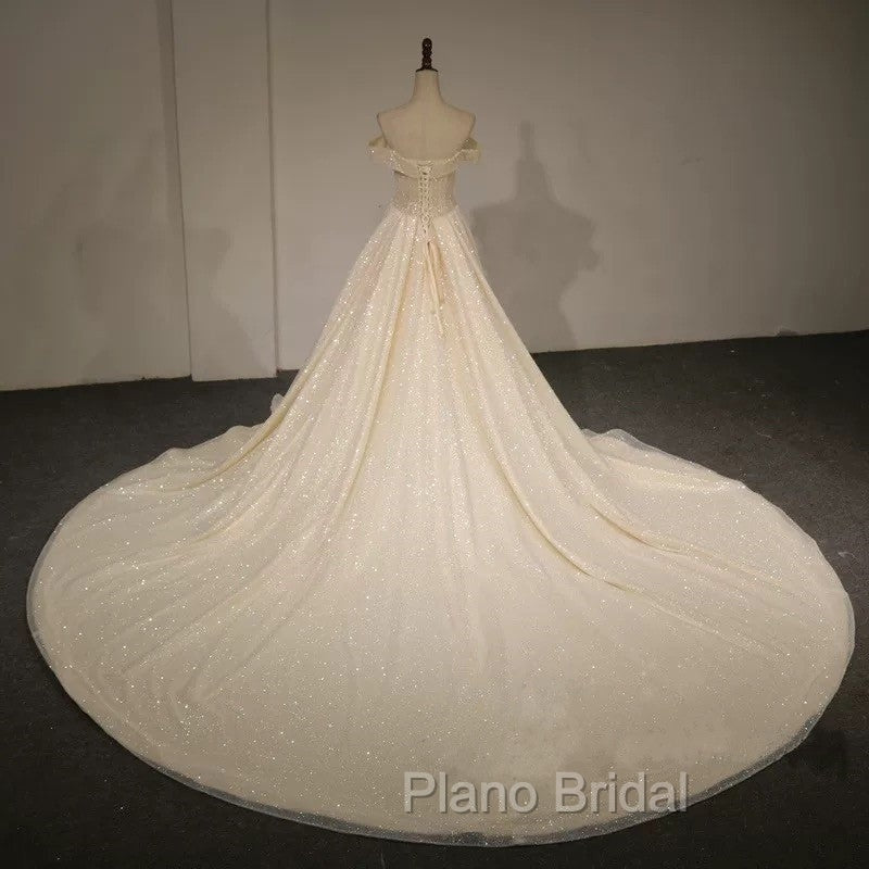 Bling Bling Wedding Dresses Sequins Off Shoulder