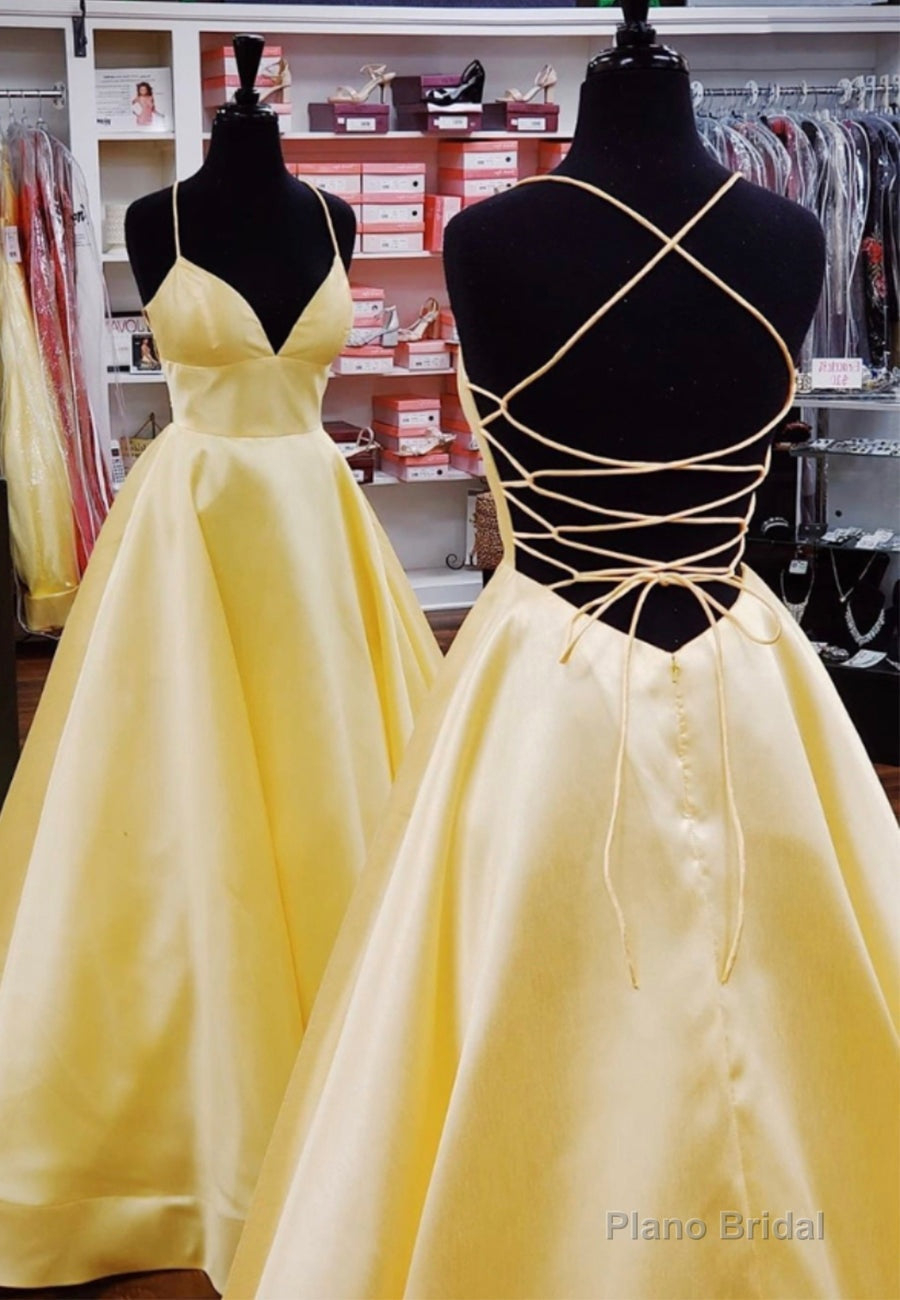 Yellow Satin Long Prom Dresses,Simple A-Line Elegant Dress Classy Main image