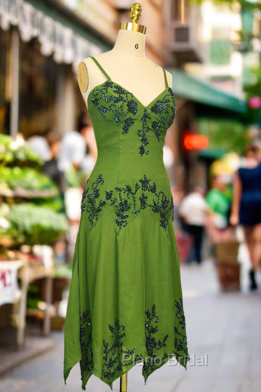 Green A line Formal Prom Dresses Spaghetti Straps Evening Dresses Chiffon Formal Dresses Secondary image
