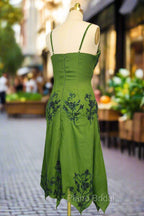 Green A line Formal Prom Dresses Spaghetti Straps Evening Dresses Chiffon Formal Dresses