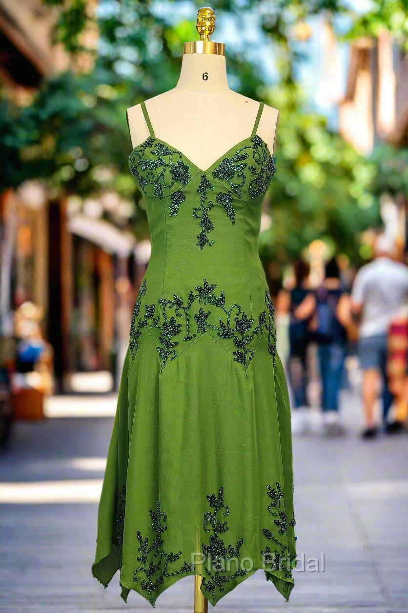 Green A line Formal Prom Dresses Spaghetti Straps Evening Dresses Chiffon Formal Dresses Main image