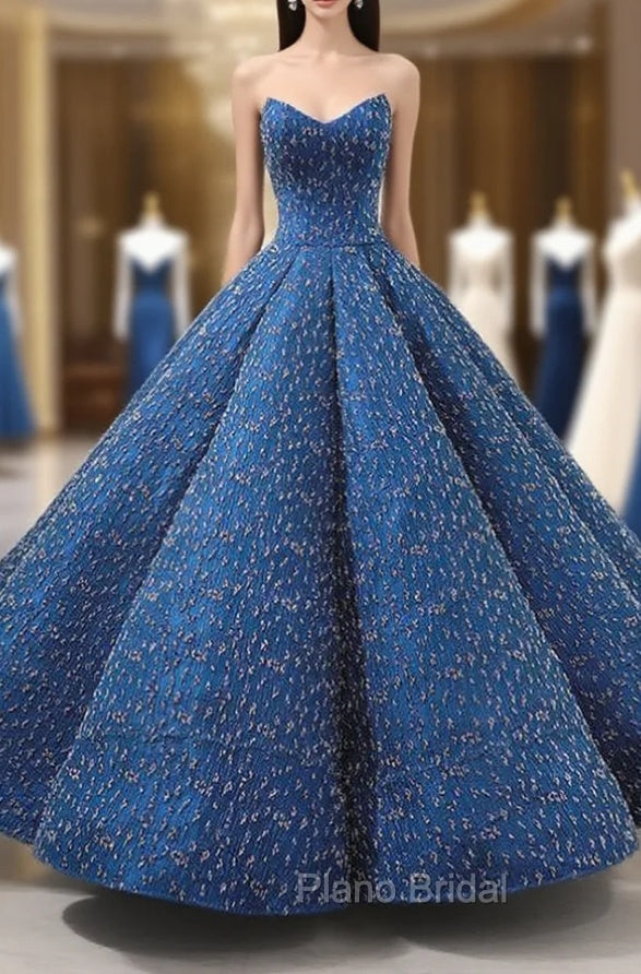Blue Ball Gown Sweetheart Sequins Wedding Dresses With Beading