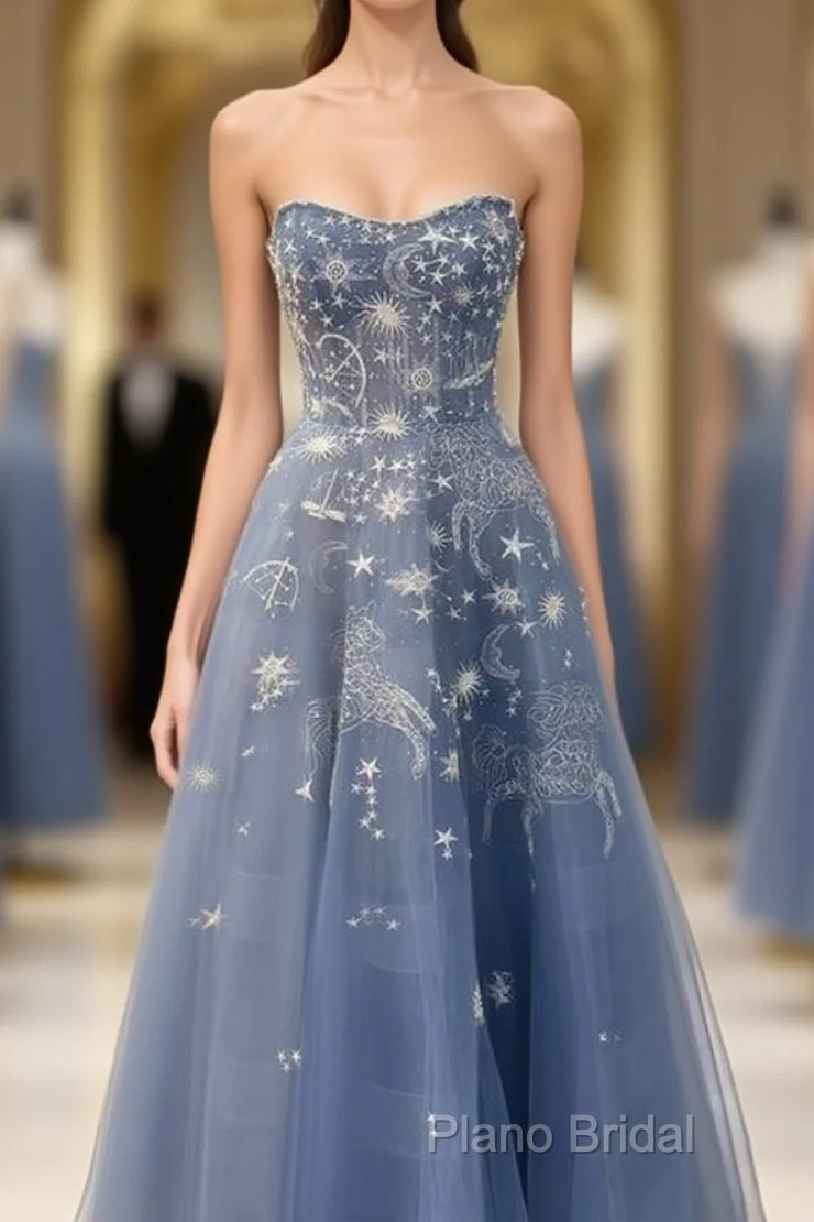 Blue Embroidery Tulle Dresses Main image