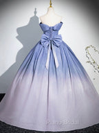 Blue Gradient-Color Glitter Sequins Formal Prom Dresses, A-Line Off-The-Shoulder Blue Princess Formal Dresses