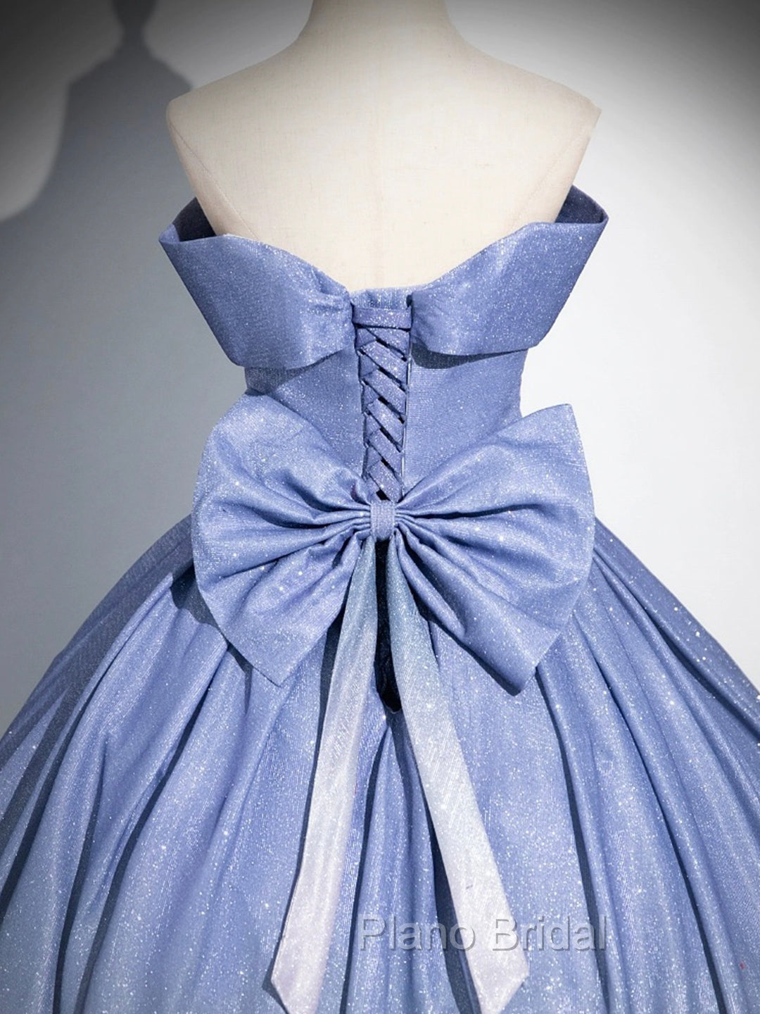 Blue Gradient-Color Glitter Sequins Formal Prom Dresses, A-Line Off-The-Shoulder Blue Princess Formal Dresses