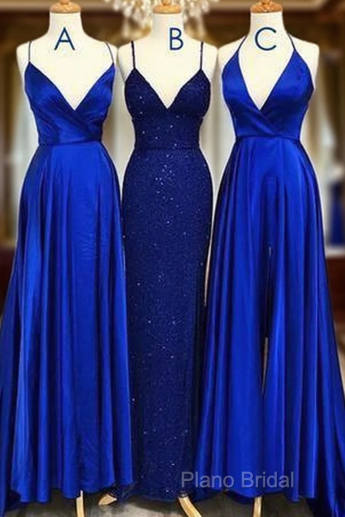 Blue Gray Tulle V Neck Flower Lace Long Dresses Lace Formal Prom Dresses Main image