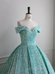 Blue Green Velvet Sequin Long Formal Prom Dresses, Velvet Formal Dresses