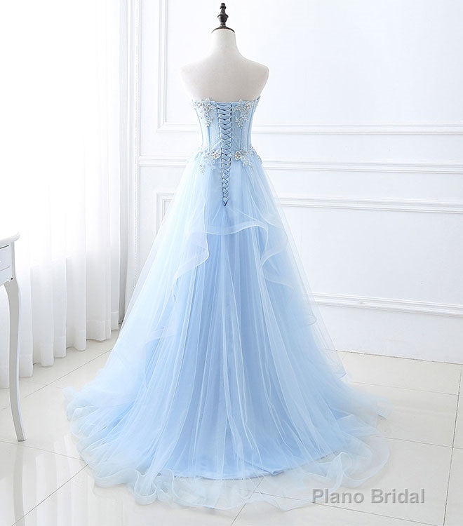 Blue Long Prom Dresses, Aline Sweetheart Neck Blue Formal Graduation Dresses Secondary image