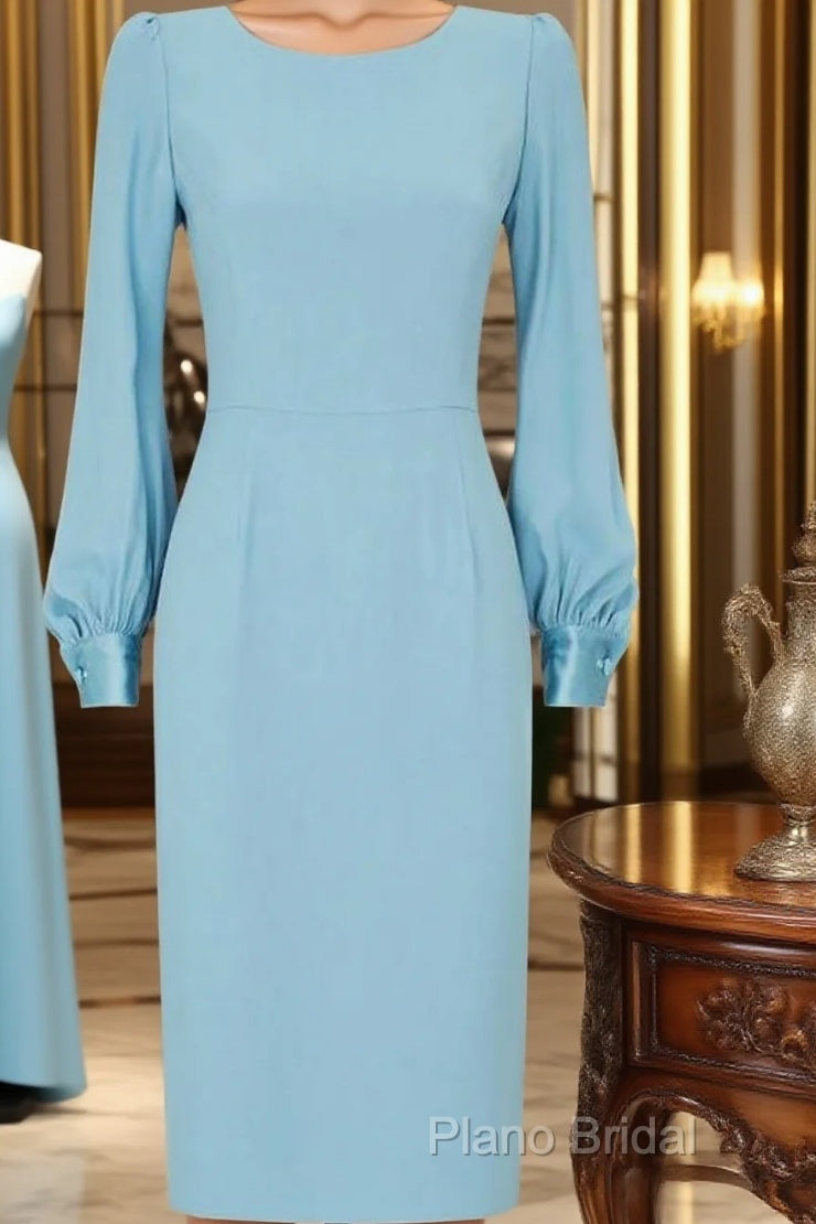 Blue Long Sleeve Short Homecoming Dresses Main image