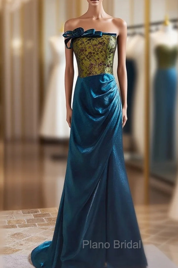 Blue Mermaid Strapless Print Formal Prom Dresses Main image