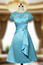 Blue Mother Of The Bride Dresses A-line Cap Sleeves Appliques