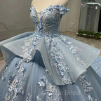 Blue Off Shoulder Ball Gown Formal Prom Dresses Sweet 16th Dresses