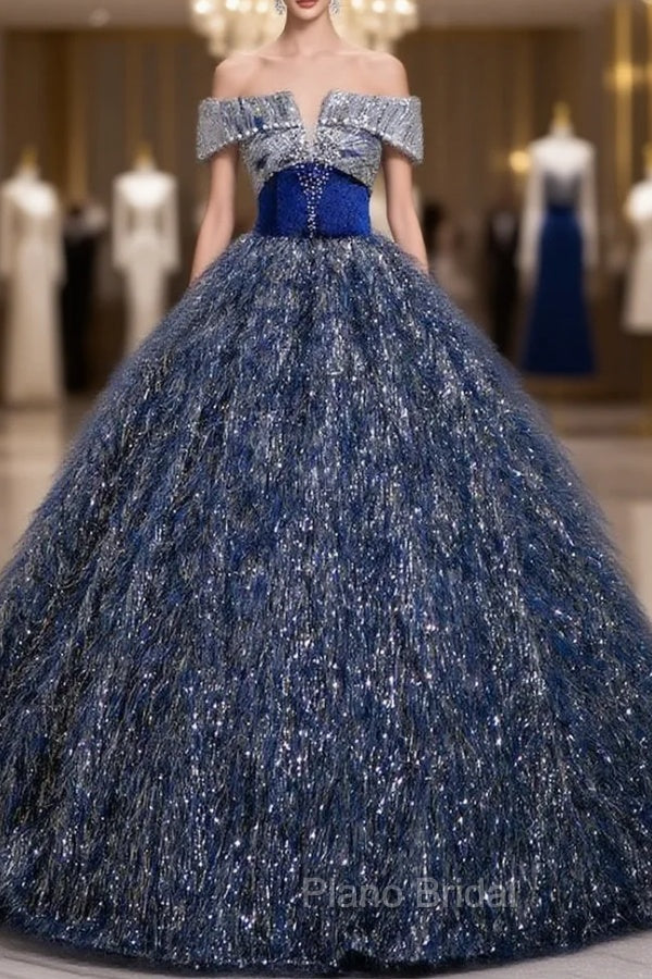 Blue Off the Shoulder Quinceanera Dresses