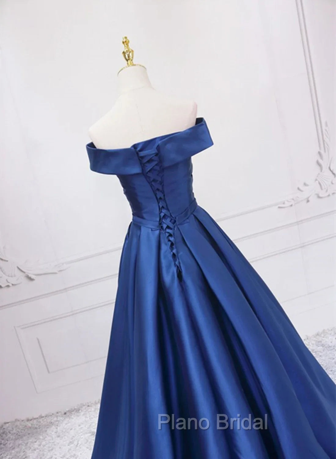 Blue Satin Sweetheart Long Wedding Party Dresses Blue Formal Dresses Formal Prom Dresses shops