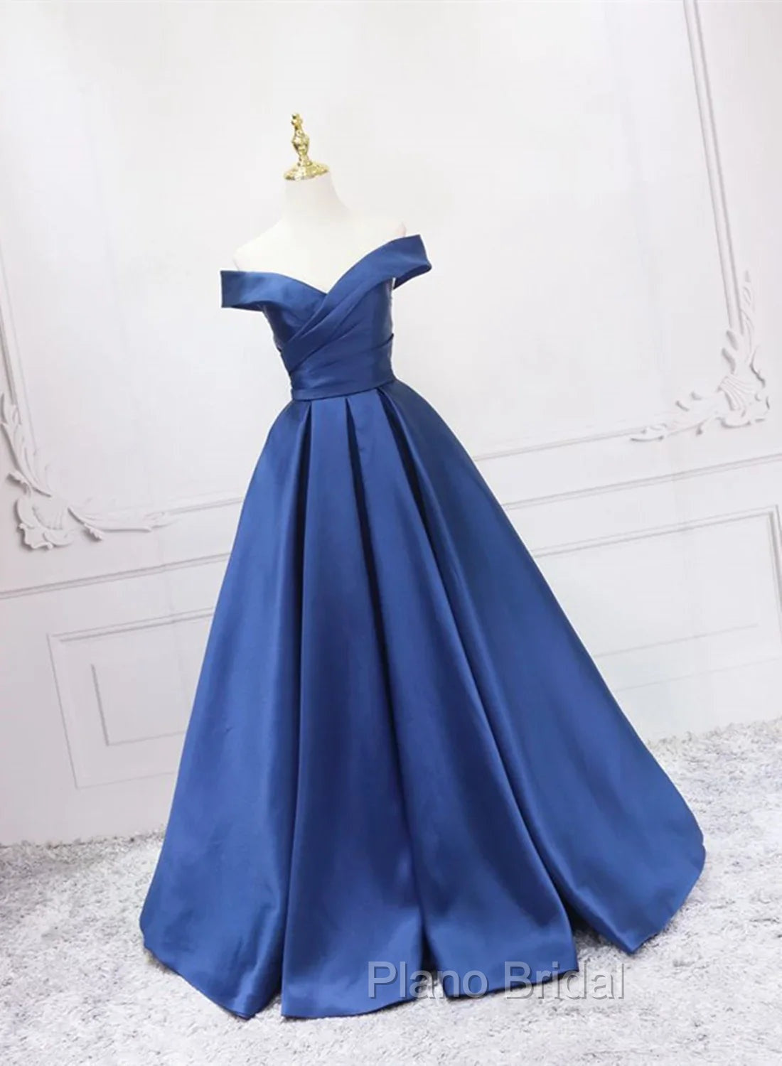 Blue Satin Sweetheart Long Wedding Party Dresses Blue Formal Dresses Formal Prom Dresses shops