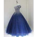 Blue Sequins Ball Gown Off Shoulder Party Dresses Blue Sweet 16 Gown Formal Prom Dresses shops