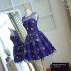 Blue Short Beautiful Homecoming Dresses Tulle SleevelessFormal Prom Dresses, Blue Party Dresses