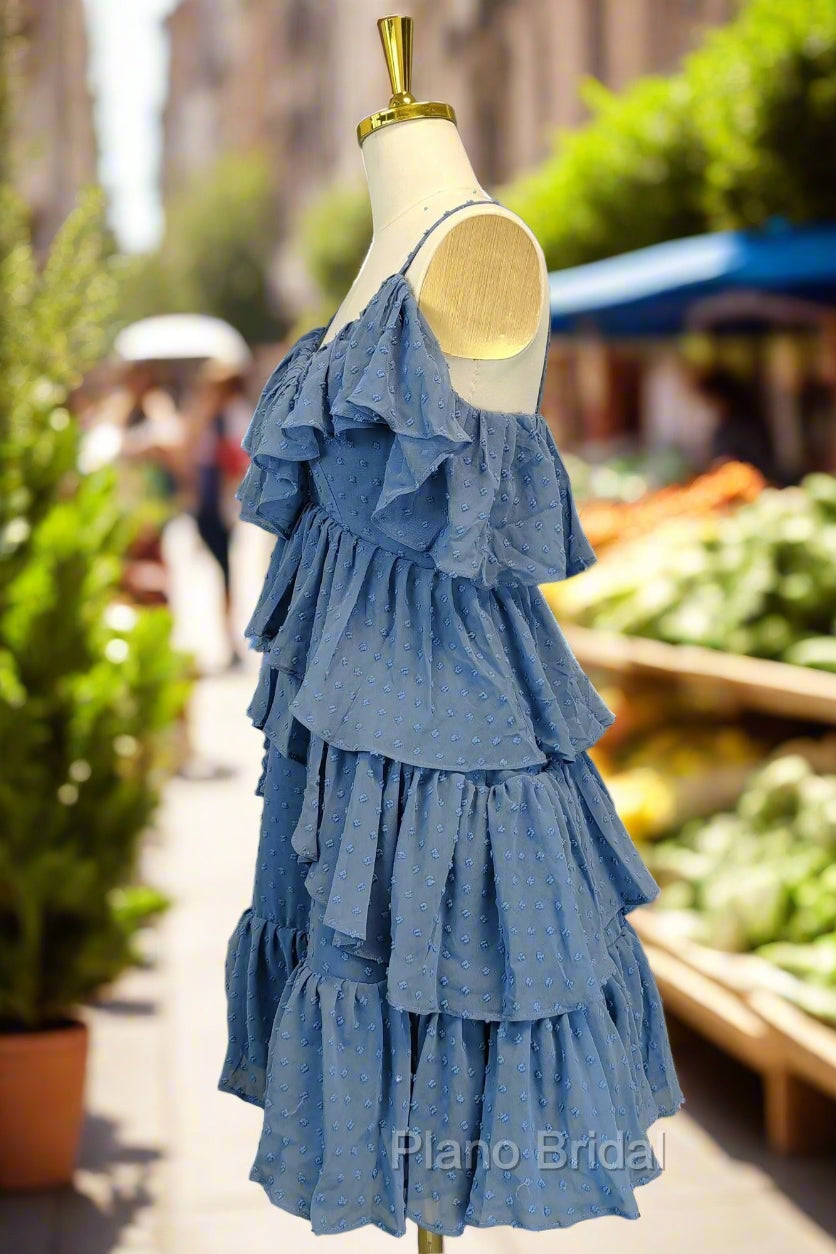 Blue Short Formal Prom Dresses A-line V Neck Lovely Homecoming Dresses