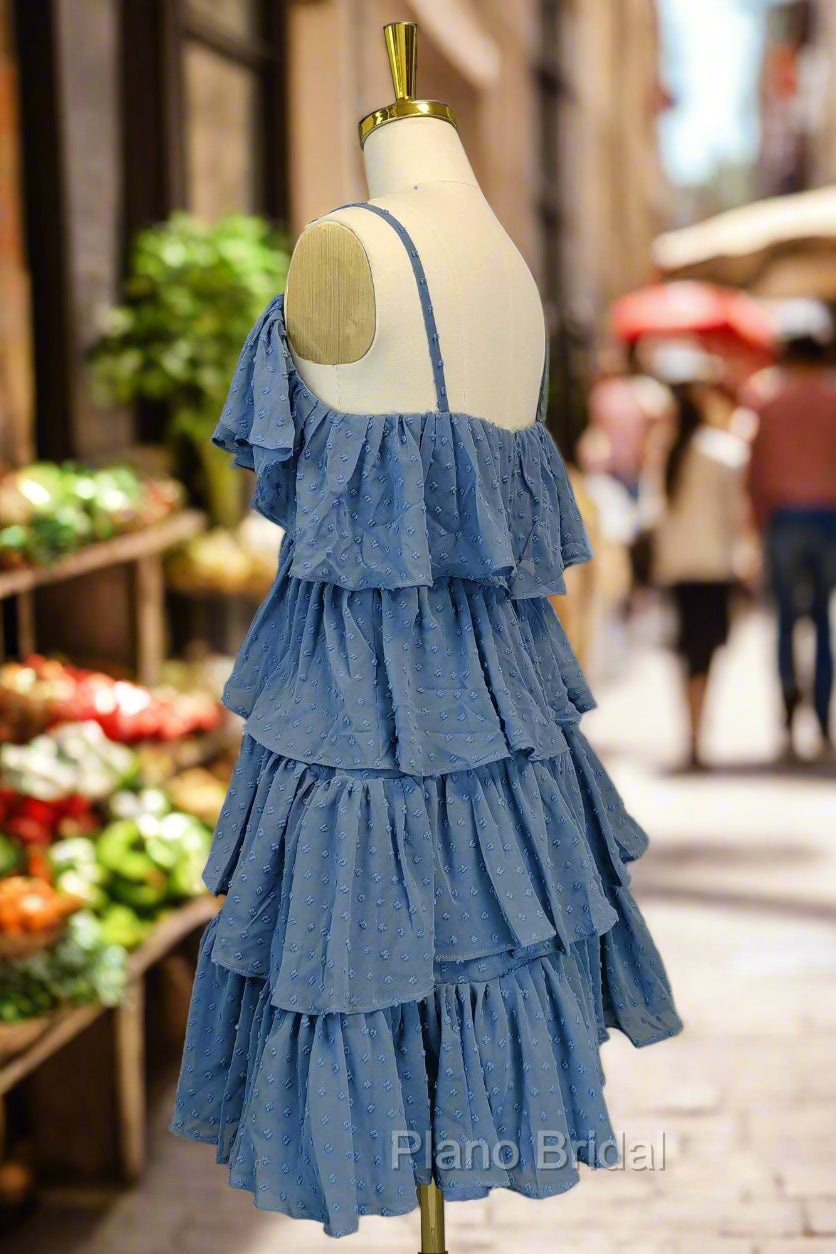 Blue Short Formal Prom Dresses A-line V Neck Lovely Homecoming Dresses