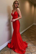 Blue Spaghetti Straps Mermaid Prom Dress