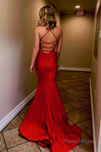 Blue Spaghetti Straps Mermaid Prom Dress