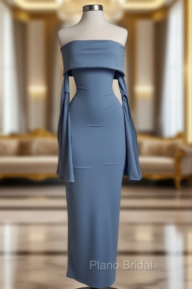 Blue Strapless Formal Prom Dresses Long Sleeve Bodycon Party Dresses Main image