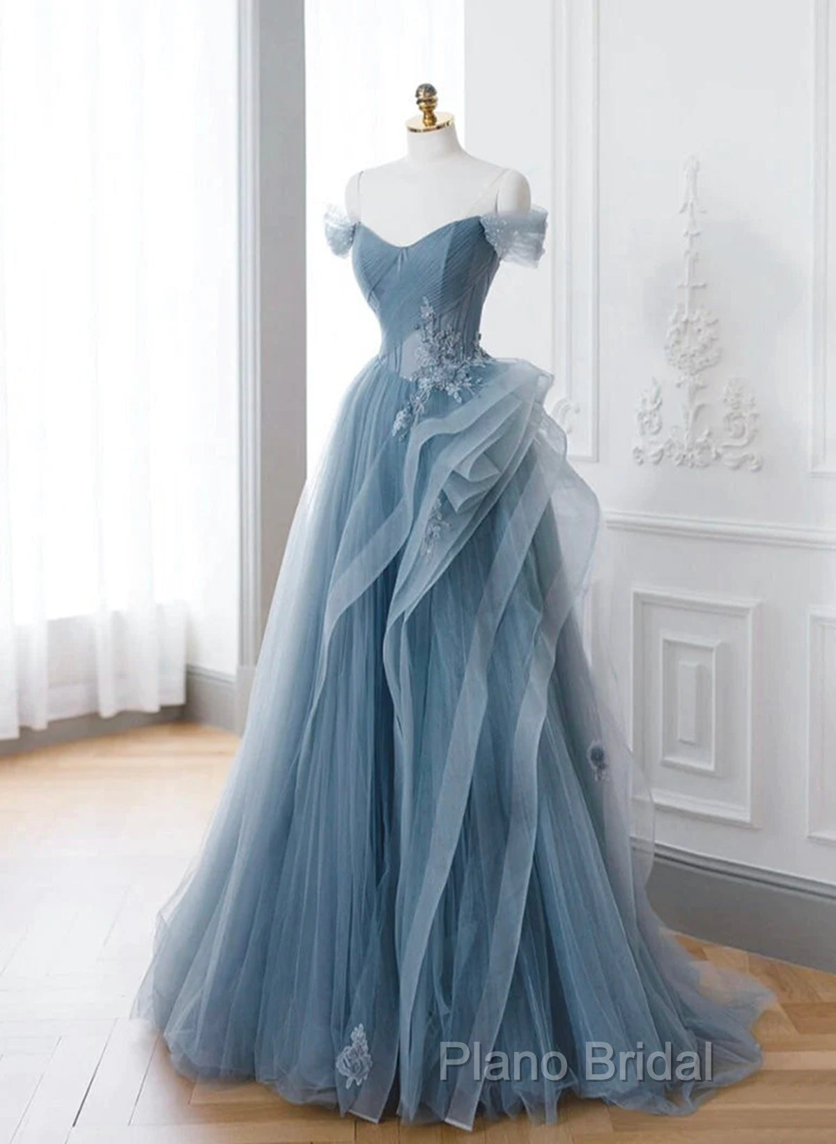 Blue Sweetheart Tulle Layers Long Formal Dresses, Blue Long Party Dresses Formal Prom Dresses Secondary image