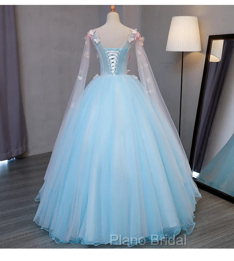 Blue Tulle Formal Dresses with Pink Lace Blue Ball Gown Sweet 16 Dresses Formal Prom Dresses shops Secondary image