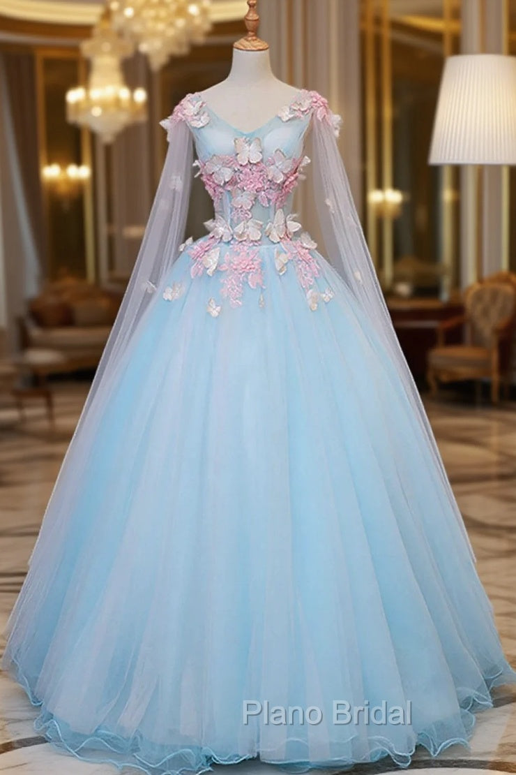 Blue Tulle Formal Dresses with Pink Lace Blue Ball Gown Sweet 16 Dresses Formal Prom Dresses shops Main image
