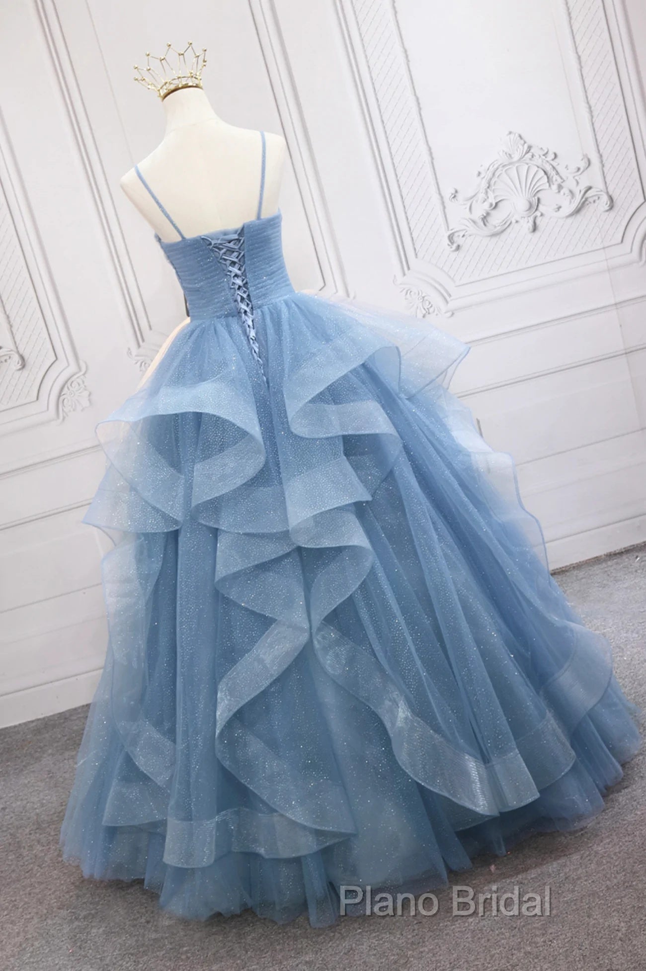 Blue Tulle Layers Long Party Dresses Formal Prom Dresses, Beautiful Sweet 16 Dresses