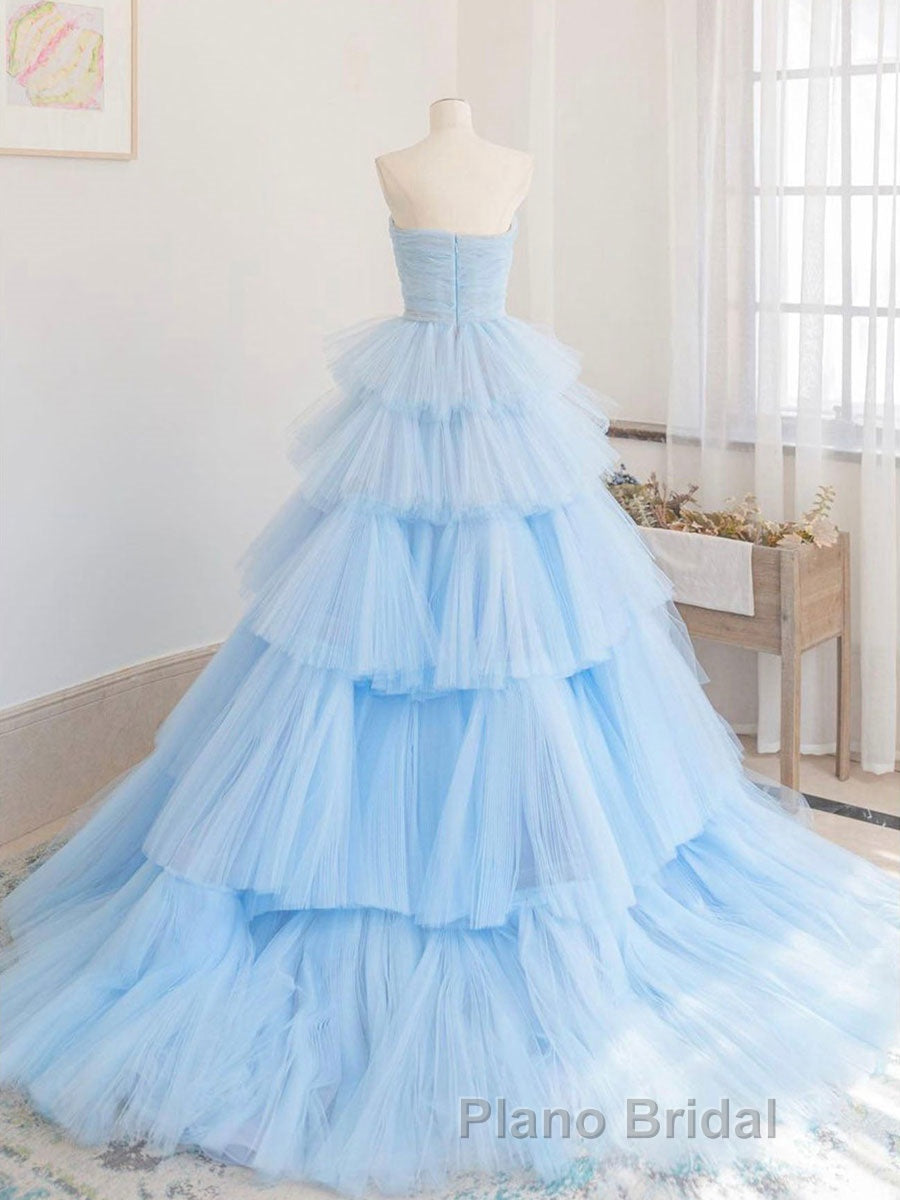 Blue tulle long Formal Prom dress, blue tulle evening dress Secondary image